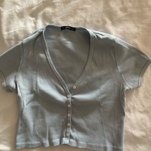 Brandy Melville baby blue crop top with buttons